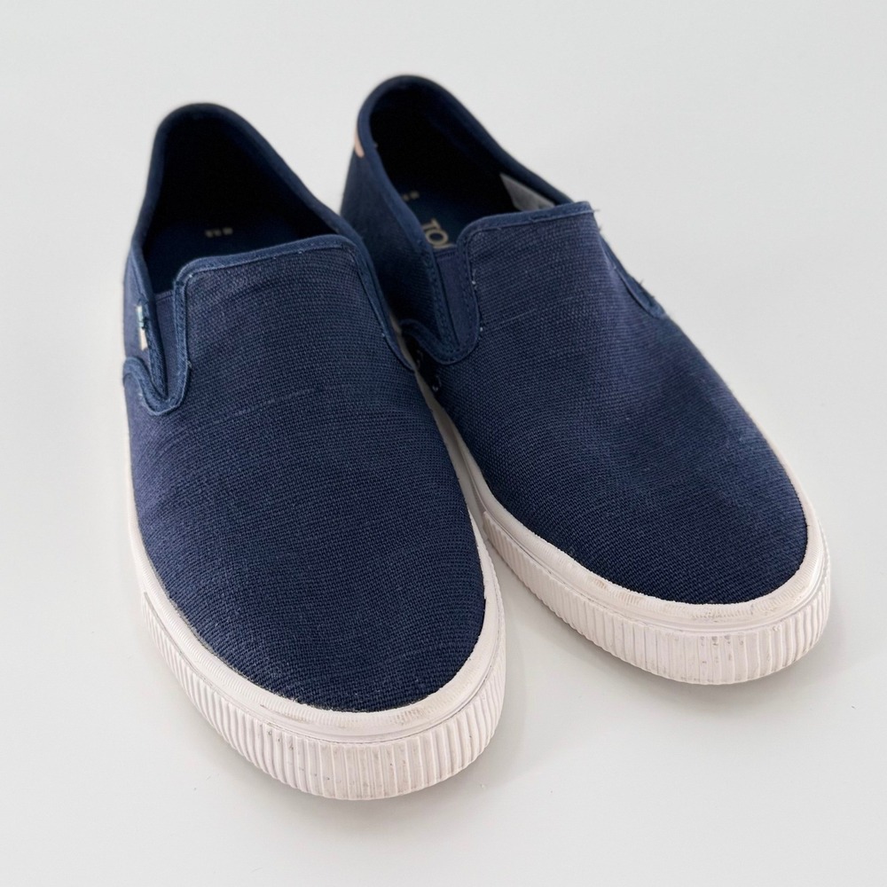TOMS Men's Alpargata Cupsole Navy Canvas Slip On Sneakers Size 9.5